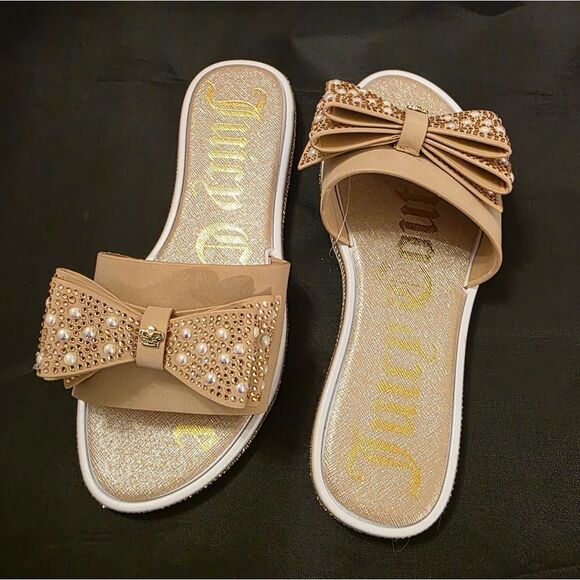 BRAND NEW JUICY  COUTURE YAEL BOWNOT PEARL RHINESTONE SLIDER R3 - Picture 13 of 13